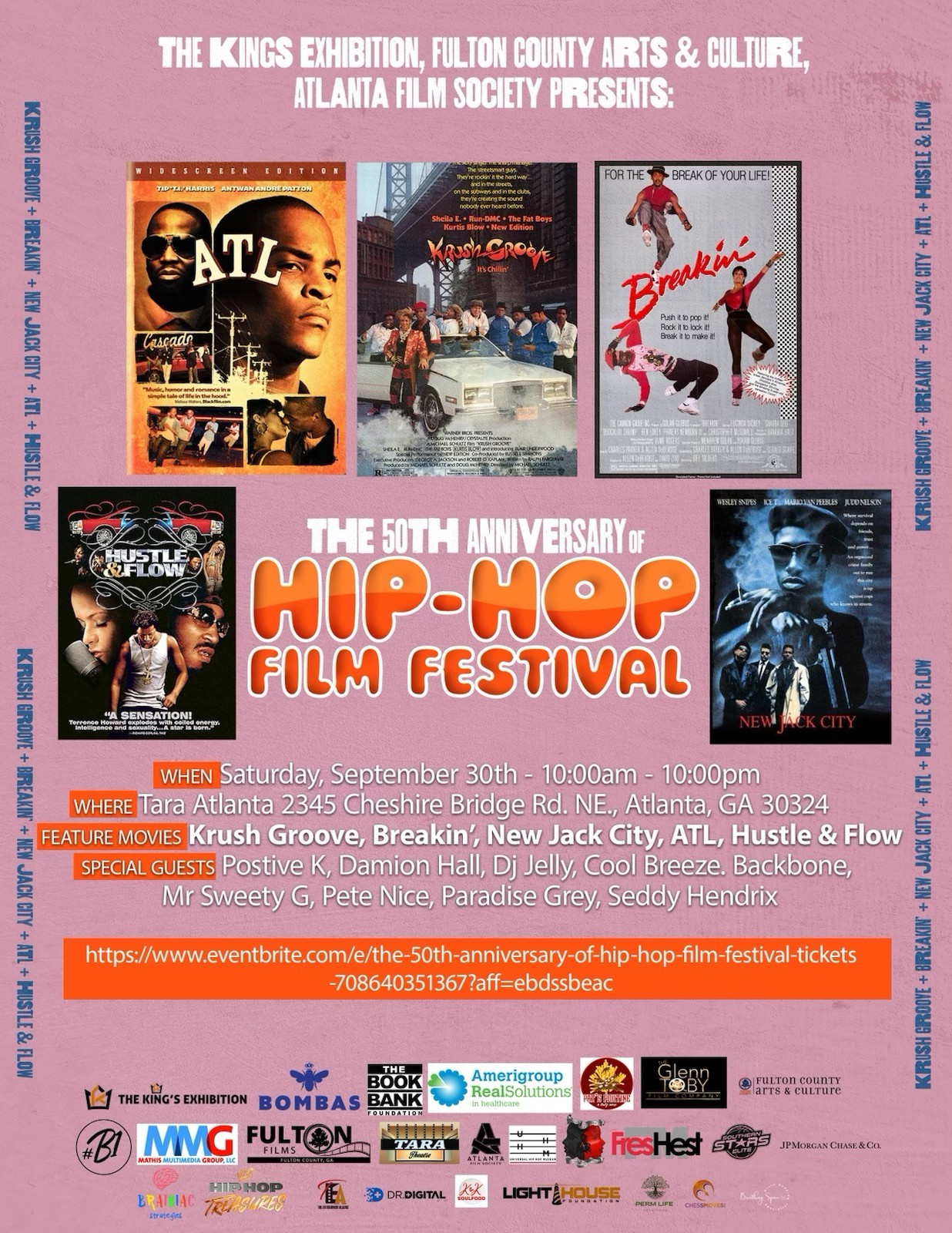 50th Anniversary of Hip-Hop Film Fest flyer, Atlanta, GA